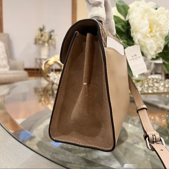 Coach Tabby 20 Top Handle In Colorblock With Snakeskin Detail Crossbody Bag 3787 - Picture 10 of 14